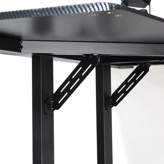Escritorio Gaming Con Gancho para Auriculares, Escritorio para Ordenador Con Porta Tazas, Soporte para Gamepad y Alfombrilla, Negro, 168X109X78Cm