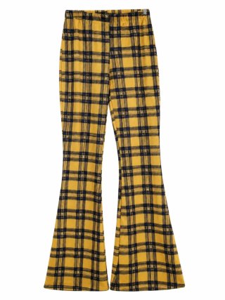 Pantalones acampanados a cuadros amarillos