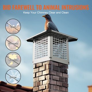 Tapa de Chimenea 228.6 x 228.6mm, Cubierta de Chimenea de Acero Inoxidable 304, No Fácilmente Volcable & Accesorios Prácticos & Fácil Instalación, Se Ajusta a Cubiertas de Malla Fuera de Tejas de ...