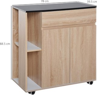 Carro De Cocina Con Ruedas, Carro De Cocina Con Cajones Armario De Madera Aglomerada 78X39.5X88.5Cm