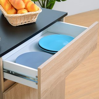 Carro De Cocina Con Ruedas, Carro De Cocina Con Cajones Armario De Madera Aglomerada 78X39.5X88.5Cm
