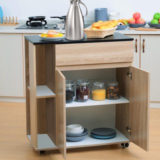Carro De Cocina Con Ruedas, Carro De Cocina Con Cajones Armario De Madera Aglomerada 78X39.5X88.5Cm