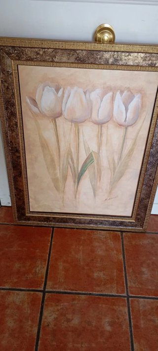 Cuadro grande Tulipanes Marco calidad madera maciz