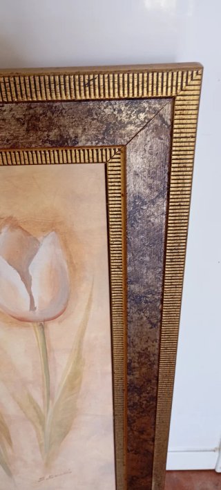 Cuadro grande Tulipanes Marco calidad madera maciz
