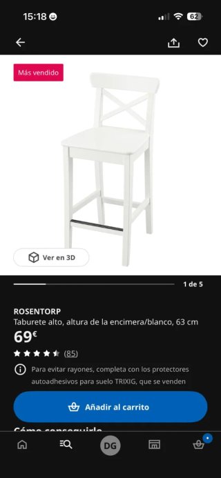 Taburetes Altos Ikea Madera Blancos