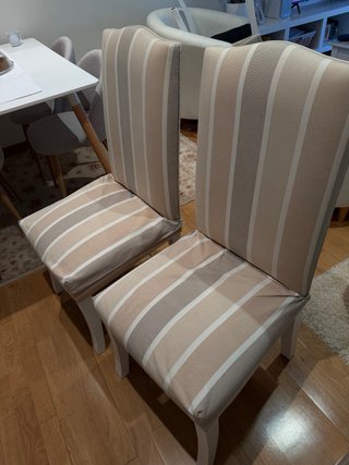Pack 4 Sillas Tapizadas Rayas Beige