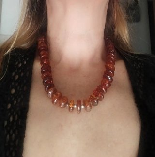 Collana vintage ambra del Baltico e argento