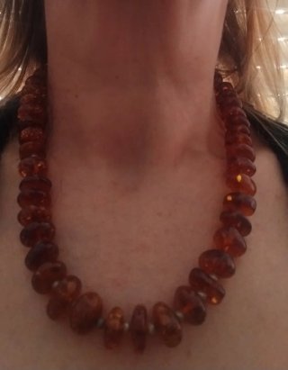 Collana vintage ambra del Baltico e argento