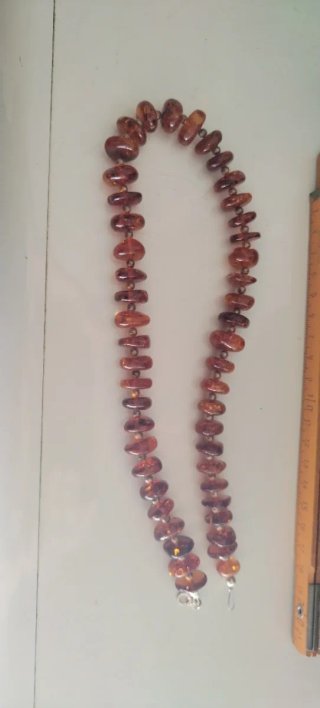 Collana vintage ambra del Baltico e argento