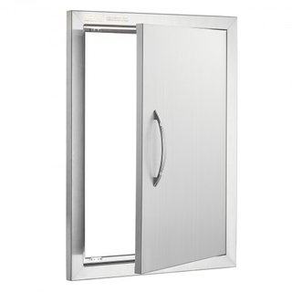 Puerta de Acceso para BBQ, Puerta de Cocina Exterior Individual de 407x559 mm, Puerta de Montaje Flush de Acero Inoxidable, Puerta Vertical de Pared con Mango, para Isla de BBQ, Estación de Asado,...