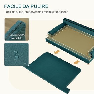 Sofá para Perros Grandes con Relleno y Tapizado Suave, Cama para Perros con Funda Lavable y Patas de Madera, Verde Oscuro