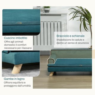 Sofá para Perros Grandes con Relleno y Tapizado Suave, Cama para Perros con Funda Lavable y Patas de Madera, Verde Oscuro