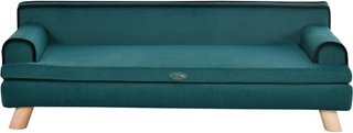 Sofá para Perros Grandes con Relleno y Tapizado Suave, Cama para Perros con Funda Lavable y Patas de Madera, Verde Oscuro