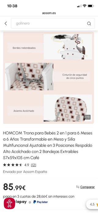Trona infantil 2 en 1 convertible mesa y silla
