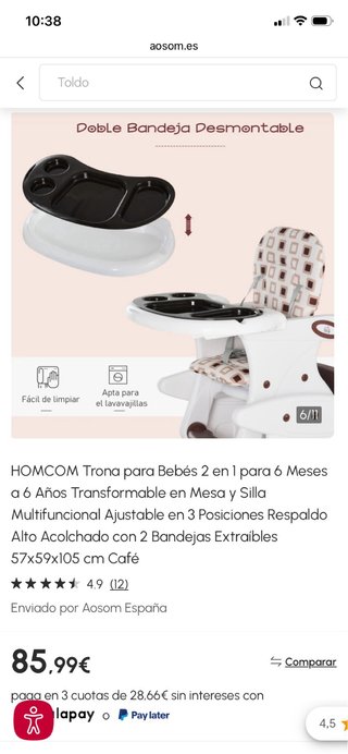 Trona infantil 2 en 1 convertible mesa y silla