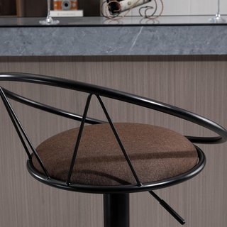 Set de 2 Taburetes de Bar Giratorios, Taburetes de Cocina con Respaldo y Reposapiés de Metal, Altura Ajustable y Asiento Acolchado para Sala de Estar y Cocina, Marrón 51X46X78-100Cm