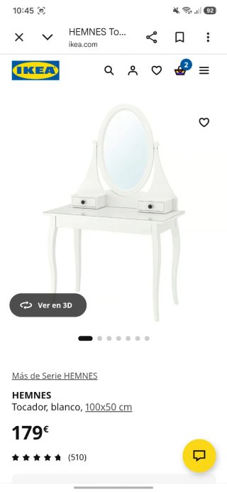 Tocador blanco con espejo ovalado NO NEGOCIABLE