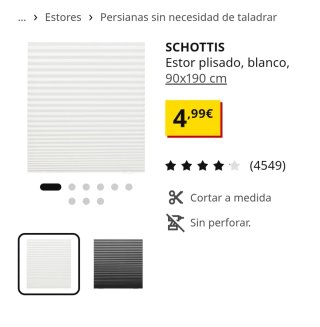 3 estores Ikea Blanco Papel (precio por los 3)