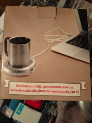Scaldatazza USB con tazza in acciaio inox .nuova.