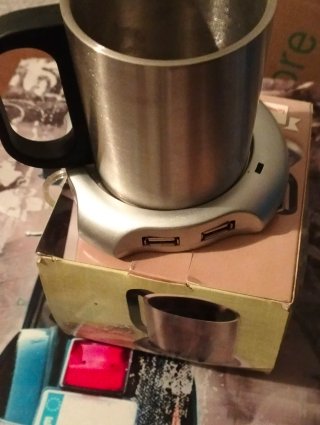 Scaldatazza USB con tazza in acciaio inox .nuova.