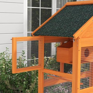 Aviario para Aves de 3 Puertas con Casa, Escalera y Bandeja Extraíble, Jaula para Aves de Madera de Abeto y Metal, 92X52X171 Cm, Naranja y Verde