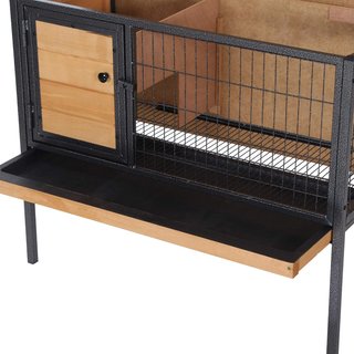 Conejera Exterior de Madera Jaula para 1-2 Conejos, Roedores, Chinchillas o Cobayas 91.5X45X70Cm