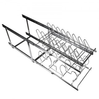 Soporte para Sartenes y Ollas, Organizador Expandible de 2 Niveles para Sacar de Debajo del Gabinete, Soportes para Bandejas de Hornear, Divisores de Alambre Ajustables, Soporte de Tapa de Acero p...