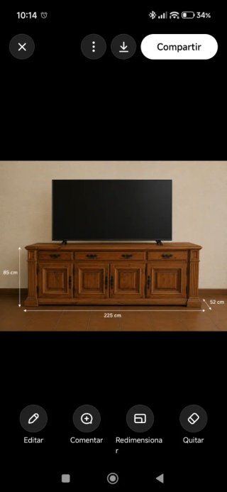 Mueble TV madera maciza 225x85x52 cm