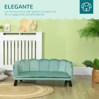 Sofá para Perros Tamaño Mediano-Grande Máx. 32Kg Con Tapizado Verde Desmontable y Lavable
