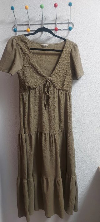 Vestido largo Springfield verde oliva