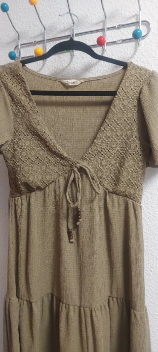Vestido largo Springfield verde oliva