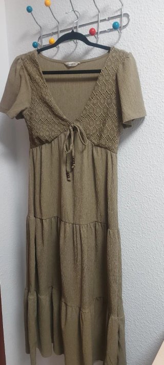Vestido largo Springfield verde oliva