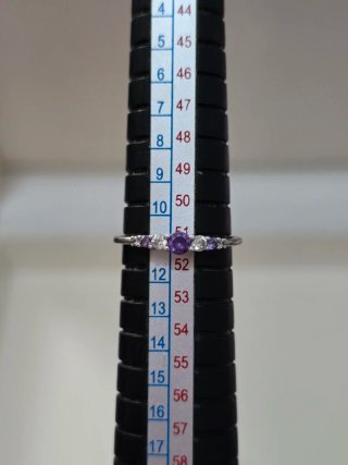 Anillo Plata 925 Ley Circonitas Moradas