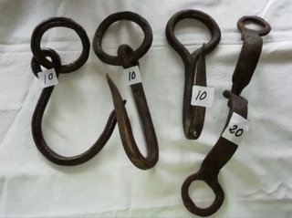 Lote 4 ganchos de carne antiguos