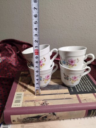 Lote 4 Tacitas Café Vintage Porcelana Flores