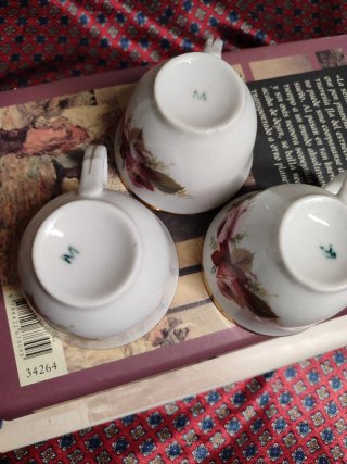 Lote 4 Tacitas Café Vintage Porcelana Flores