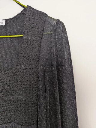 Vestido Zara Negro Brillante Manga Larga