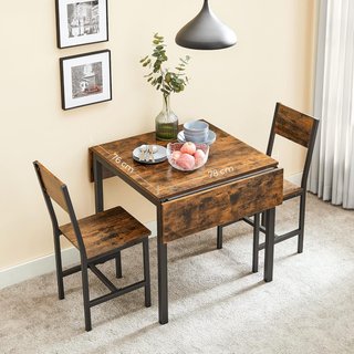 Mesa De Comedor Extensible, Mesa Plegable para 2-4 Personas, Mesa De Cocina para Espacios Pequeños, Marrón Vintage y Negro Tinta KDT077B01