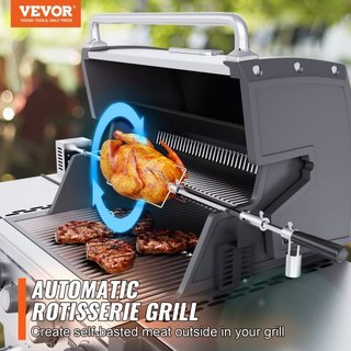 Kit de Rotisserie Universal para Parrilla BBQ Asador 81.3 cm/99.1 cm Varilla de Espeto Motor Eléctrico