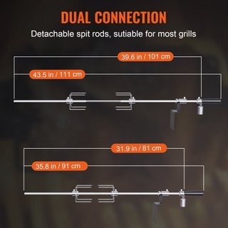 Kit de Rotisserie Universal para Parrilla BBQ Asador 81.3 cm/99.1 cm Varilla de Espeto Motor Eléctrico