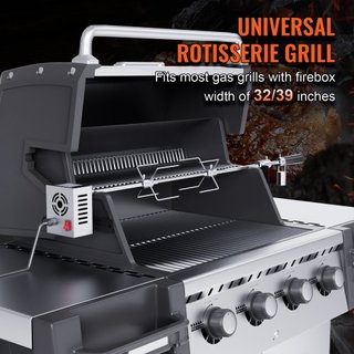 Kit de Rotisserie Universal para Parrilla BBQ Asador 81.3 cm/99.1 cm Varilla de Espeto Motor Eléctrico