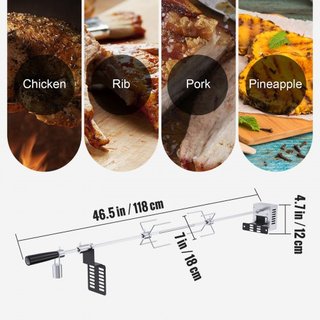 Kit de Rotisserie Universal para Parrilla BBQ Asador 81.3 cm/99.1 cm Varilla de Espeto Motor Eléctrico