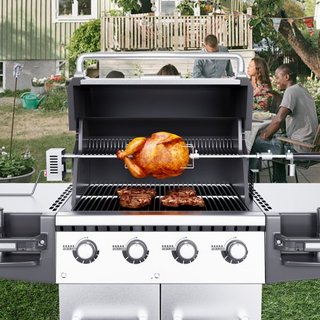 Kit de Rotisserie Universal para Parrilla BBQ Asador 81.3 cm/99.1 cm Varilla de Espeto Motor Eléctrico