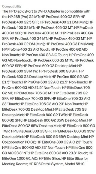 Adaptador HP DisplayPort a DVI-D