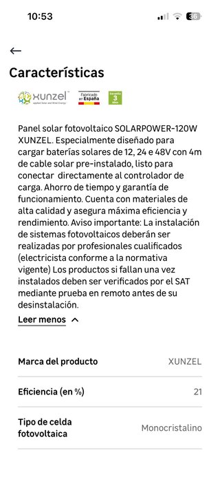 Panel Solar Xunzel 120W 12V