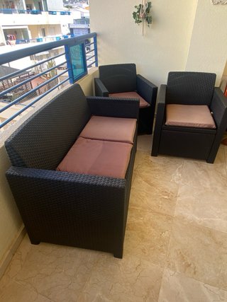 Conjunto Muebles Exterior Ratán Negro