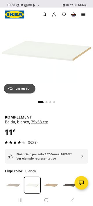 Baldas armario PAX IKEA blancas 75x58 cm