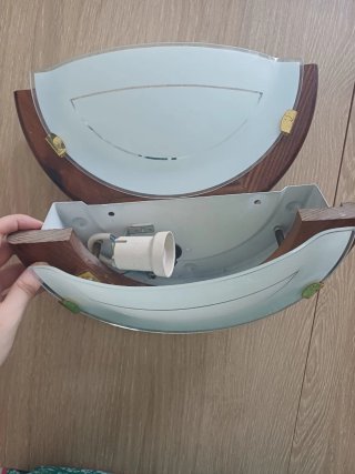 Coppia Applique Legno e Vetro