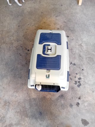Transportín para perro beige y azul