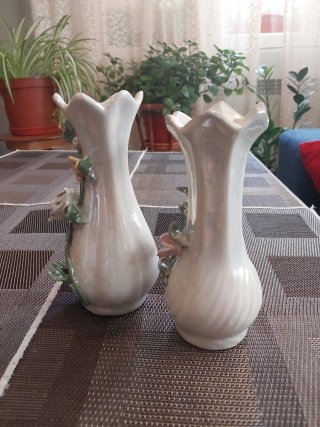 2 Jarrones Pequeños Florales Cerámica
